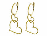 1ct Round Cut Yellow Sapphire Dual Heart Dangle Earrings 14k Yellow Gold Finish