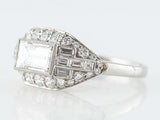 4.7ct Emerald Cut Diamond Engagement Ring Antique Vintage 14k White Gold Finish