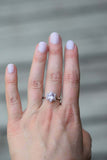 1ct Engagement Ring Round Cut Pink Sapphire Floral Solitaire 14k White Gold Over