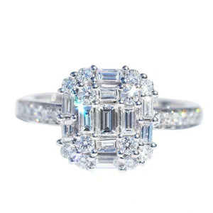 5ct Emerald Cut Diamond Engagement Ring Solitaire with Accent 14k WhiteGold Over