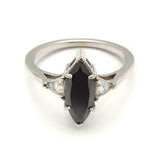 1.25ct Marquise Cut Black Diamond Engagement Ring 14k White Gold Finish Trilogy