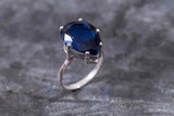 1.3ct Engagement Ring Pear Cut Blue Sapphire Solitaire Women 14k White Gold Over