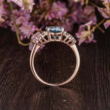 2ct Oval Cut Blue Aquamarine Diamond Accents Engagement Ring 14k RoseGold Finish