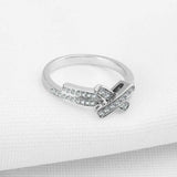 2ct Round Cut Diamond Engagement Ring Dual Shank Cross Ribbon 14k WhiteGold Over