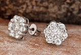 Flower Women Stud Earrings 1.2ct Round Cut VVS1D Diamond 14k White Gold Finish