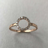 Open Circle Minimalist Engagement Ring 1ct Round Cut Diamond 14k RoseGold Finish