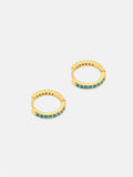 1ct Huggies Earrings Round Cut Turquoise Elegant Party 14k Yellow Gold Finish