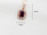 2Ct Elongated Cushion Cut Red Garnet Halo Pendant 14K Rose Gold Finish NO CHAIN