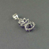 2.2ct Purple Amethyst Pendant Oval Cut Floral 14k White Gold Finish NO CHAIN