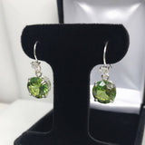 2ct Round Cut Green Peridot Diamond Solitaire Drop Earring 14k White Gold Finish