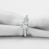 1.85ct Round Diamond Engagement Ring Solitaire with Accent 14k White Gold Finish