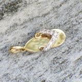 0.1ct Round Cut VVS1 Diamond Flip Flop Pendant 14k Yellow Gold Finish NO CHAIN