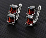 2.7ct Drop Earrings Cushion Cut Red Garnet Partywear 14k White Gold Finish