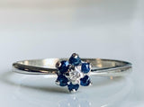 1ct Engagement Ring Round Cut Blue Sapphire Minimalist 14k White Gold Finish