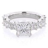 5Ct Princess Cut Diamond Gatsby Bridal Set Engagement Ring 14K White Gold Finish