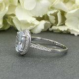 Halo Accents Solitaire Engagement Ring 1.6ct Oval Diamond 14k White Gold Finish