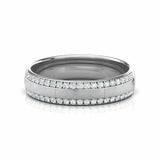 1ct Wedding Ring Band Round Cut Diamond Two Row Textured 14k White Gold Finish