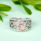 2Ct Round Cut Diamond Two Hearts Filigree Anniversary Band 14K Dual Gold Finish