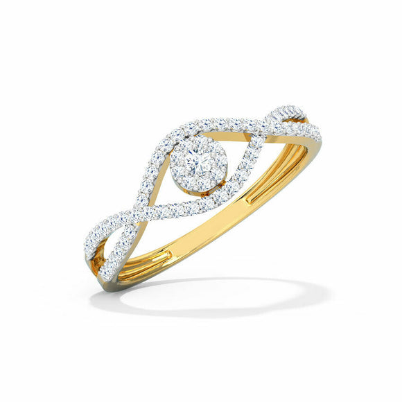 1.2ct Engagement Ring Round Cut Diamond Split Shank Halo 14k Yellow Gold Finish