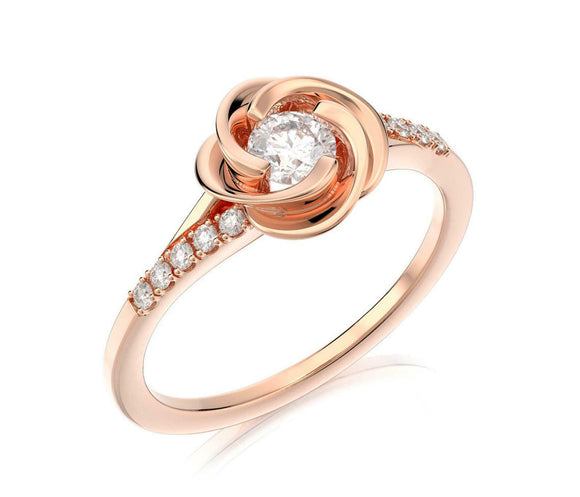 Vintage Style Floral Engagement Ring 1.5ct Round Cut Diamond 14k Rose Gold Over