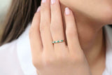 1.2ct Round Cut Green Emerald Half Eternity Wedding Band 14k Yellow Gold Finish