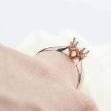 2ct Round Cut Diamond Floral Star Solitaire with Accents Ring 14k Rose Gold Over