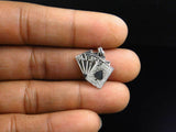 0.1ct Round Cut VVS1D Diamond Pendant Straight Poker Cards 14k White Gold Finish