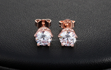 1.2ct Round Cut Diamond Crown Unique Design Stud Earrings 14k Rose Gold Finish