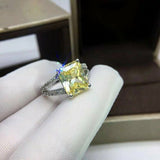 2ct Princess Cut Yellow Sapphire Split Shank Engagement Ring 14k White Gold Over