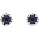 0.5ct Round Cut Blue Sapphire Cluster Stud Earrings Women 14k White Gold Finish