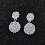 3ct Round Cut VVS1D Diamond Cluster Design Drop Earrings 14k White Gold Finish