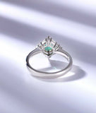 1.5ct Oval Cut Green Emerald Engagement Ring Diamond Halo 18k White Gold Finish