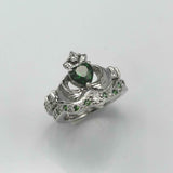 2ct Heart Green Emerald Engagement Ring Claddagh Bridal Set 14k White Gold Over