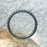 1.2ct Round Cut London Blue Topaz Wedding Band Full Eternity 14k White Gold Over