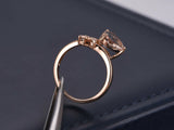 1.2ct Heart Cut Peach Morganite Butterfly Engagement Ring 14k Rose Gold Finish