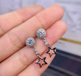 1.7ct Drop Earrings Round Cut Diamond Star Design Long 14k White Gold Finish