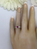 0.75ct Heart Cut Pink Ruby Engagement Ring Infinity Solitaire 14k WhiteGold Over