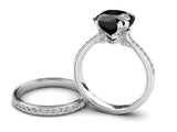 2ct Cushion Cut Black Diamond Engagement Ring Bridal Set Band 14k WhiteGold Over