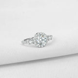 2.7ct Round Diamond Accent Solitaire Trilogy Engagement Ring 14k White Gold Over