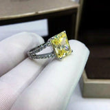 2ct Princess Cut Yellow Sapphire Split Shank Engagement Ring 14k White Gold Over