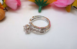 2ct Round Peach Morganite Engagement Ring 14k White Gold Finish Halo Bridal Set