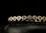 2Ct Round Cut Blue Aquamarine Bubbly Bezel Set Wedding Band 14K Rose Gold Finish