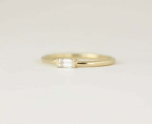 0.5ct Baguette Cut Diamond Engagement Ring Minimalist 14k Yellow Gold Finish