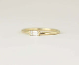 0.5ct Baguette Cut Diamond Engagement Ring Minimalist 14k Yellow Gold Finish