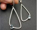 2.7ct Dangle Earrings Pear Cut Aquamarine Petite Partywear 14k White Gold Finish