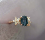 2.5ct Engagement Ring Oval Cut London Blue Topaz Floral 14k Rose Gold Finish