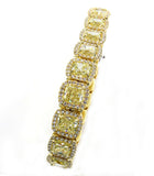 20Ct Radiant Yellow Sapphire Gatsby Halo Tennis Bracelet 14K Yellow Gold Finish