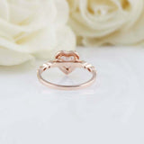 1.5ct Heart Cut Diamond Engagement Ring Round Accents Halo 14k Rose Gold Finish