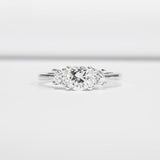 Solitaire Trilogy Engagement Ring 0.7ct Round Cut Diamond 14k White Gold Finish