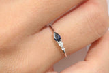 0.5ct Pear Blue Sapphire Teardrop Minimalist Engagement Ring 14k YellowGold Over